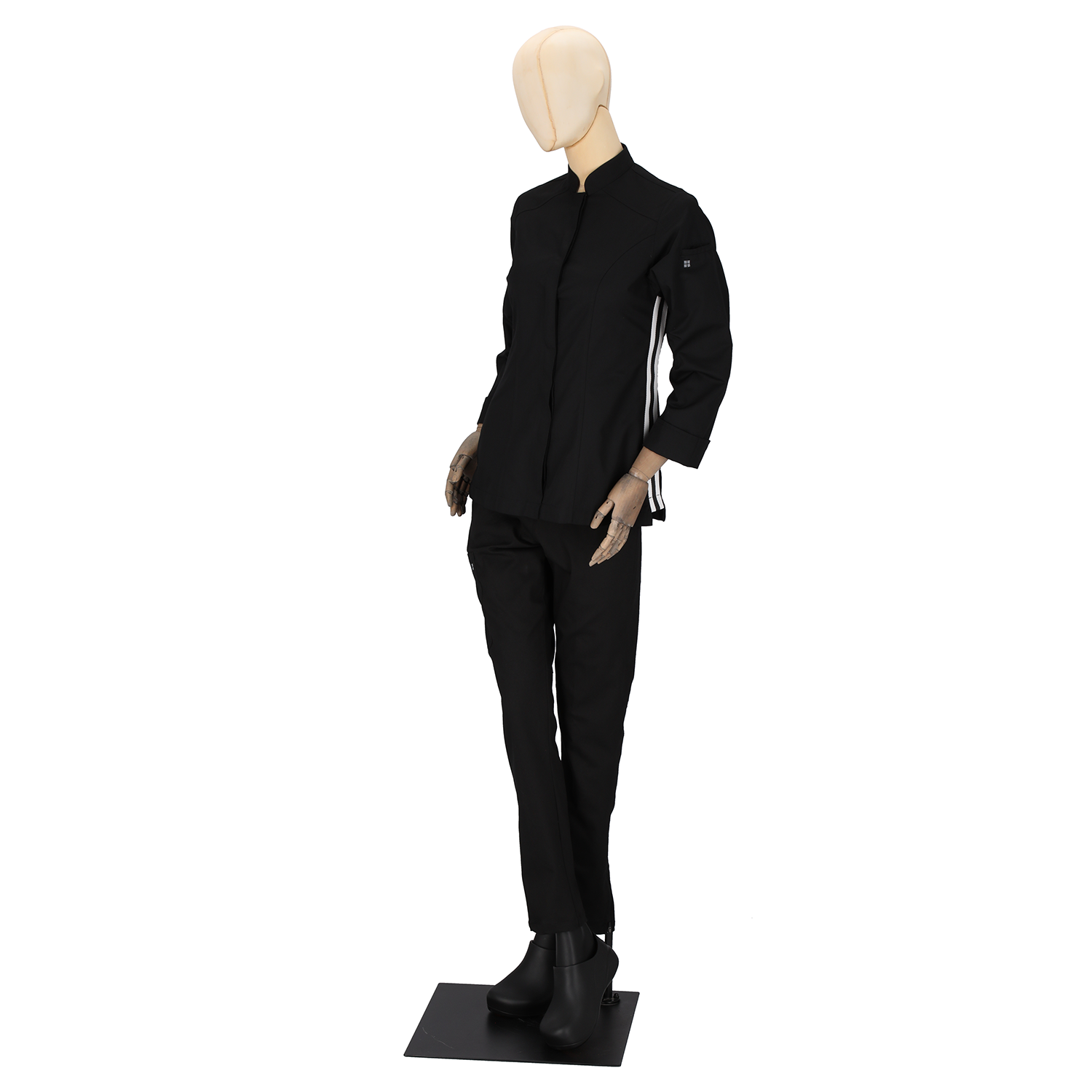 Men's & Women's Black Chef Coat With Contrast Piping - PolyCotton Professional Kitchen Jacket
