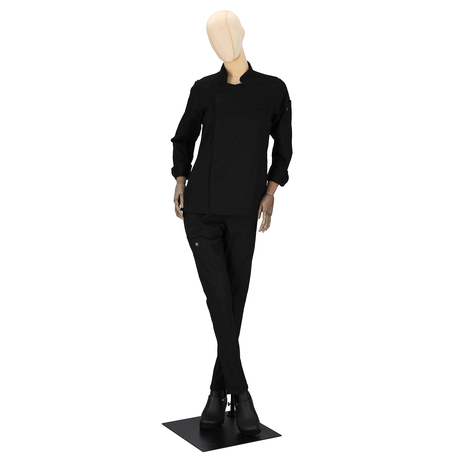 Antoine - Long Sleeve Chef Coat - Stand-up Collar, Shoulder Detailing, Turn-back Cuffs