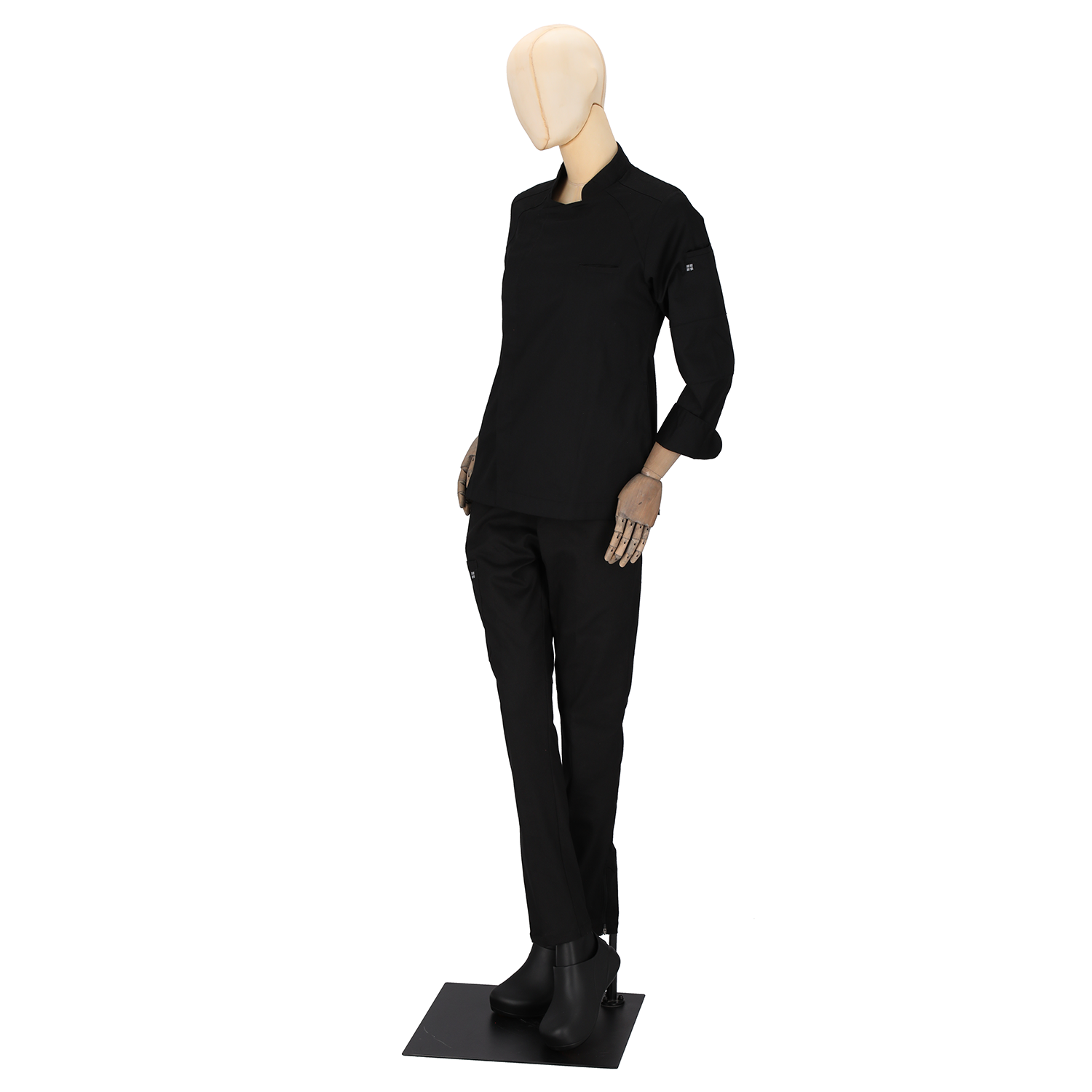 Antoine - Long Sleeve Chef Coat - Stand-up Collar, Shoulder Detailing, Turn-back Cuffs