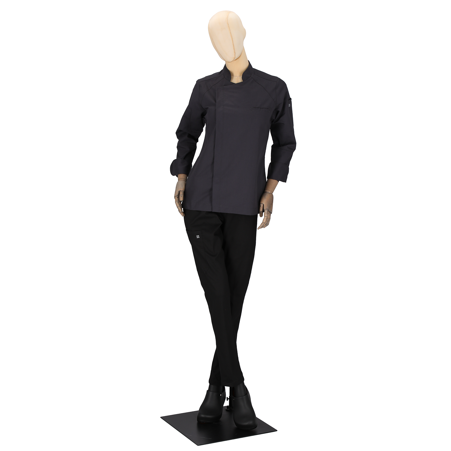 Antoine - Long Sleeve Chef Coat - Stand-up Collar, Shoulder Detailing, Turn-back Cuffs