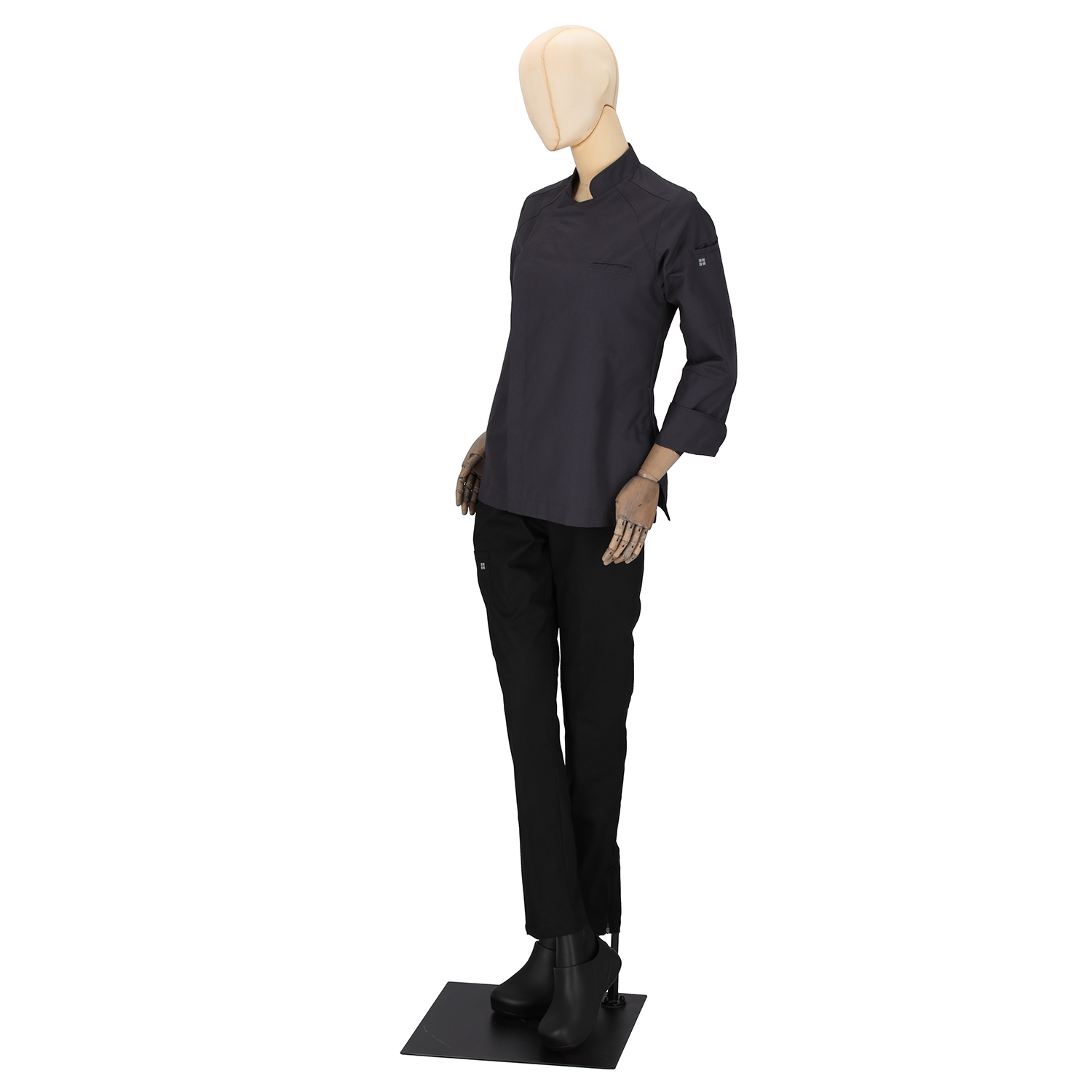 Antoine - Long Sleeve Chef Coat - Stand-up Collar, Shoulder Detailing, Turn-back Cuffs