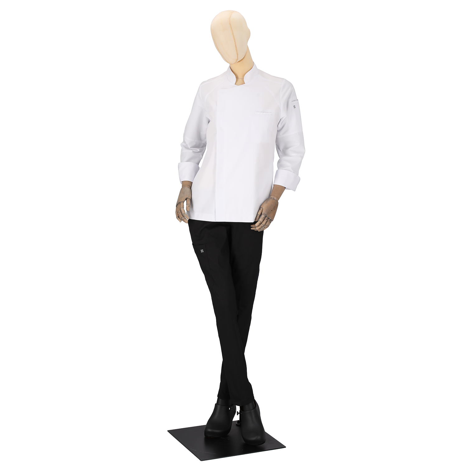 Antoine - Long Sleeve Chef Coat - Stand-up Collar, Shoulder Detailing, Turn-back Cuffs