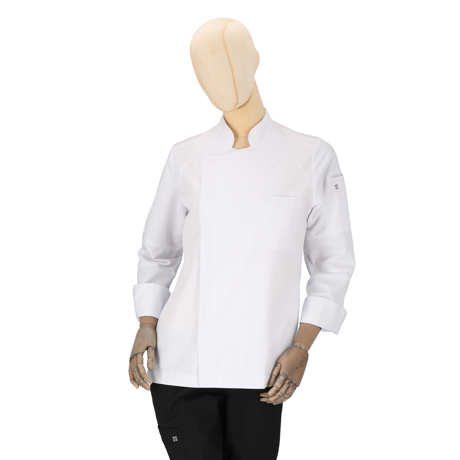 Antoine - Long Sleeve Chef Coat - Stand-up Collar, Shoulder Detailing, Turn-back Cuffs