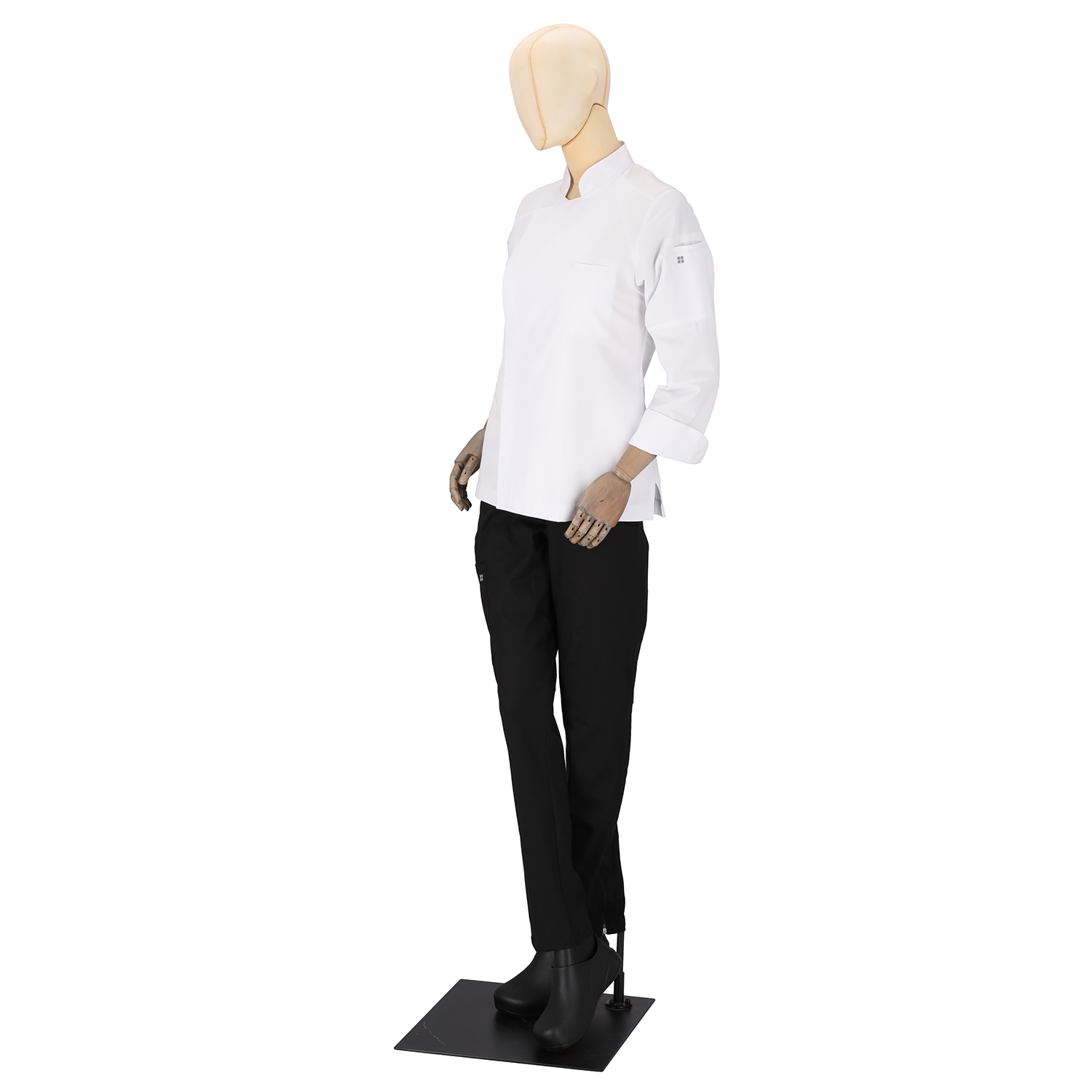 Antoine - Long Sleeve Chef Coat - Stand-up Collar, Shoulder Detailing, Turn-back Cuffs