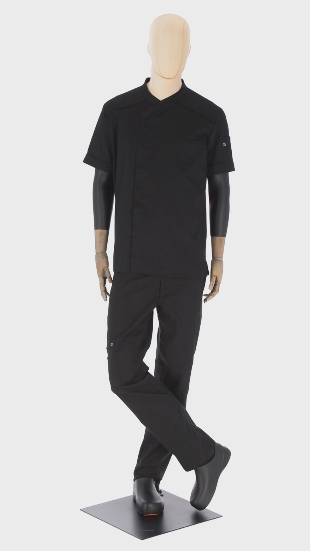 Dimitri - Short Sleeve Chef Coat - Crossover Hidden Snap Collar and Breathable Back Panel