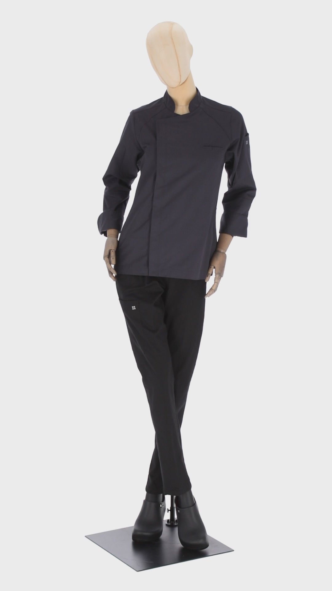 Antoine - Long Sleeve Chef Coat - Stand-up Collar, Shoulder Detailing, Turn-back Cuffs