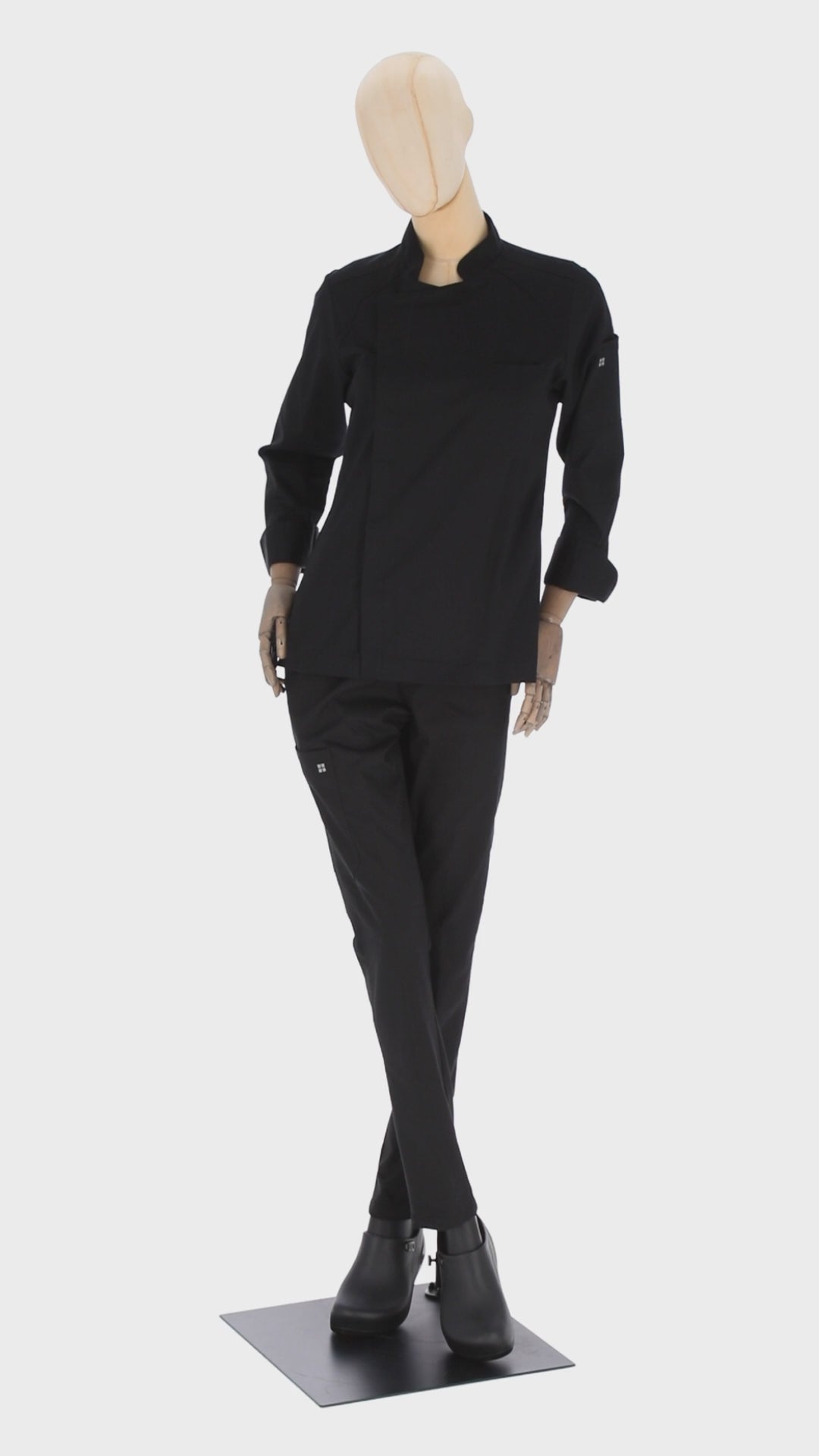 Antoine - Long Sleeve Chef Coat - Stand-up Collar, Shoulder Detailing, Turn-back Cuffs