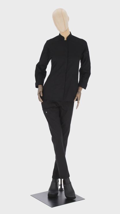 Women's Santorini Long Sleeve Chef Coat Black