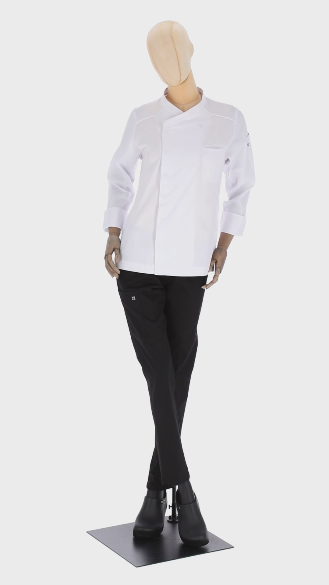 Dimitri - Long Sleeve Chef Coat - Crossover Collar and Clavicle Piping