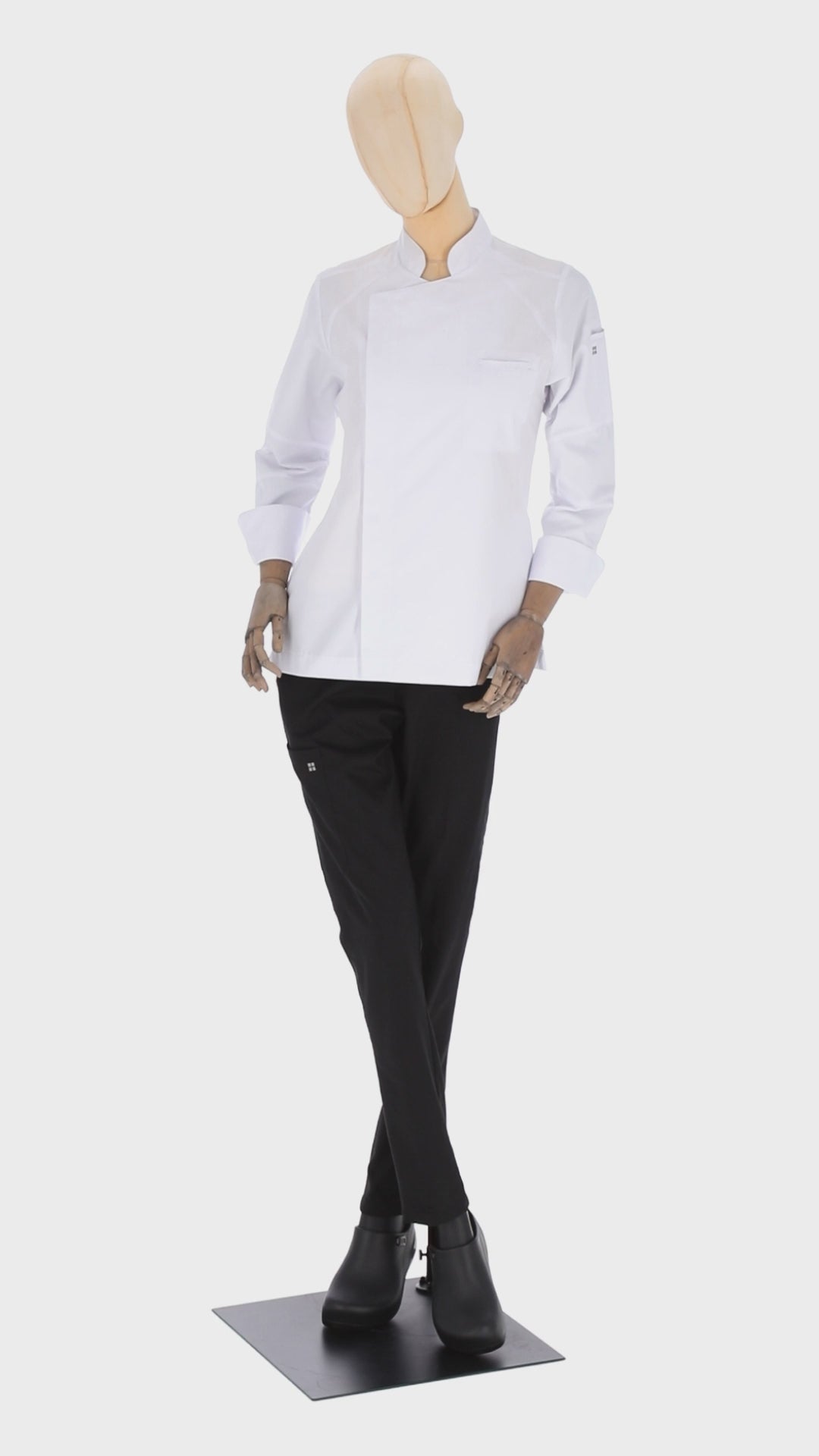 Antoine - Long Sleeve Chef Coat - Stand-up Collar, Shoulder Detailing, Turn-back Cuffs